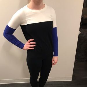 Black, white, and blue blocking sweater